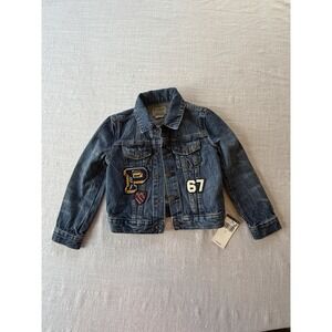 Polo Ralph Lauren Girls Varsity Patch Denim Jacket Size 5 NWT